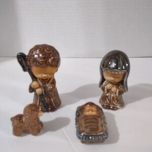 Vintage Christmas 4 Piece Ceramic NATIVITY SET CCCC JAPAN